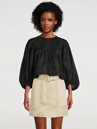 Margaux Linen-Blend Balloon-Sleeve Blouse