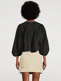 Margaux Linen-Blend Balloon-Sleeve Blouse