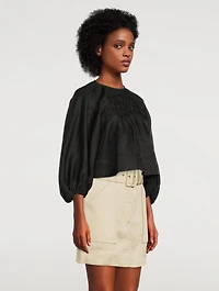 Margaux Linen-Blend Balloon-Sleeve Blouse