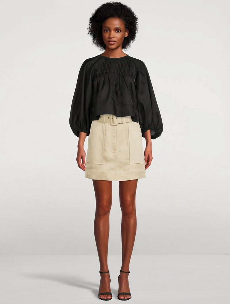 Margaux Linen-Blend Balloon-Sleeve Blouse