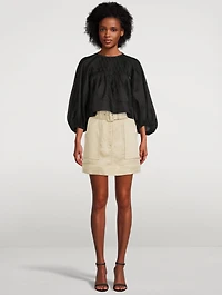 Margaux Linen-Blend Balloon-Sleeve Blouse