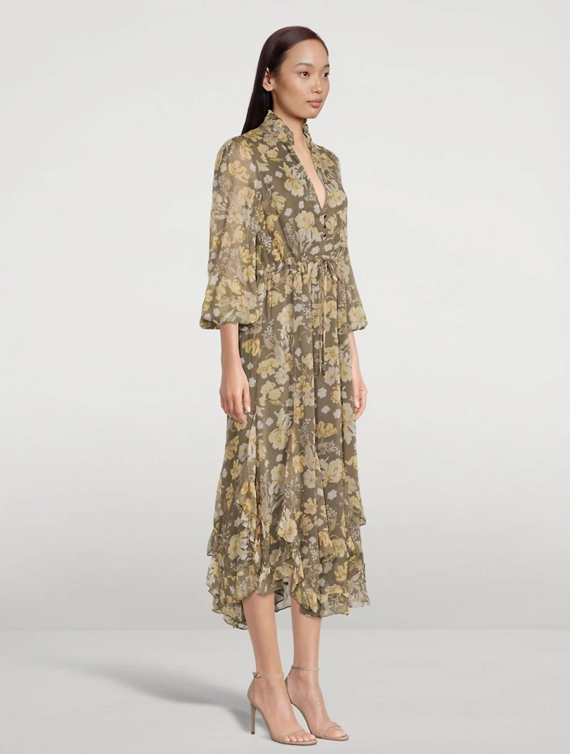 Jolie Plunged Godet Midi Dress