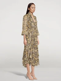 Jolie Plunged Godet Midi Dress