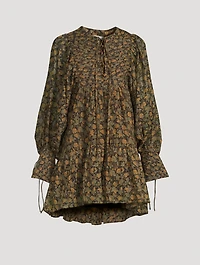 Francine Printed Balloon-Sleeve Mini Dress