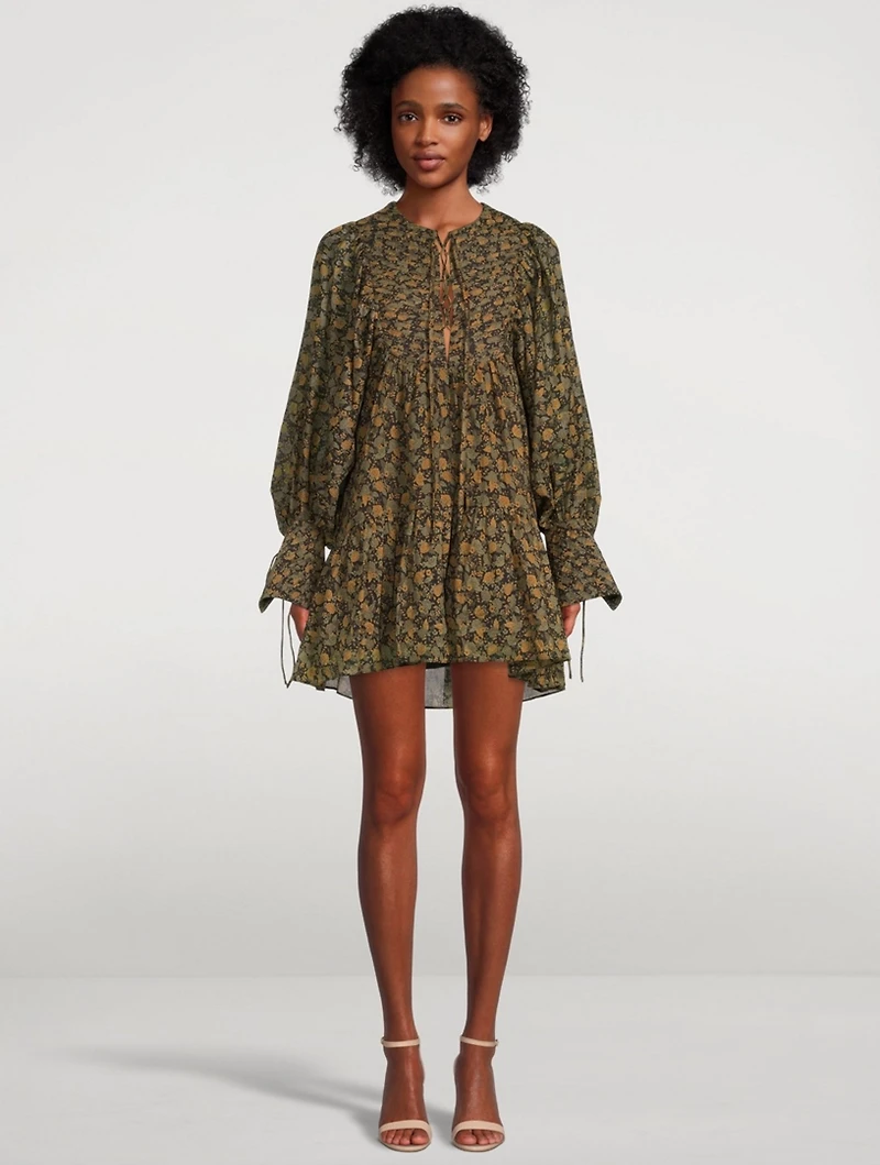 Francine Printed Balloon-Sleeve Mini Dress