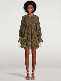 Francine Printed Balloon-Sleeve Mini Dress