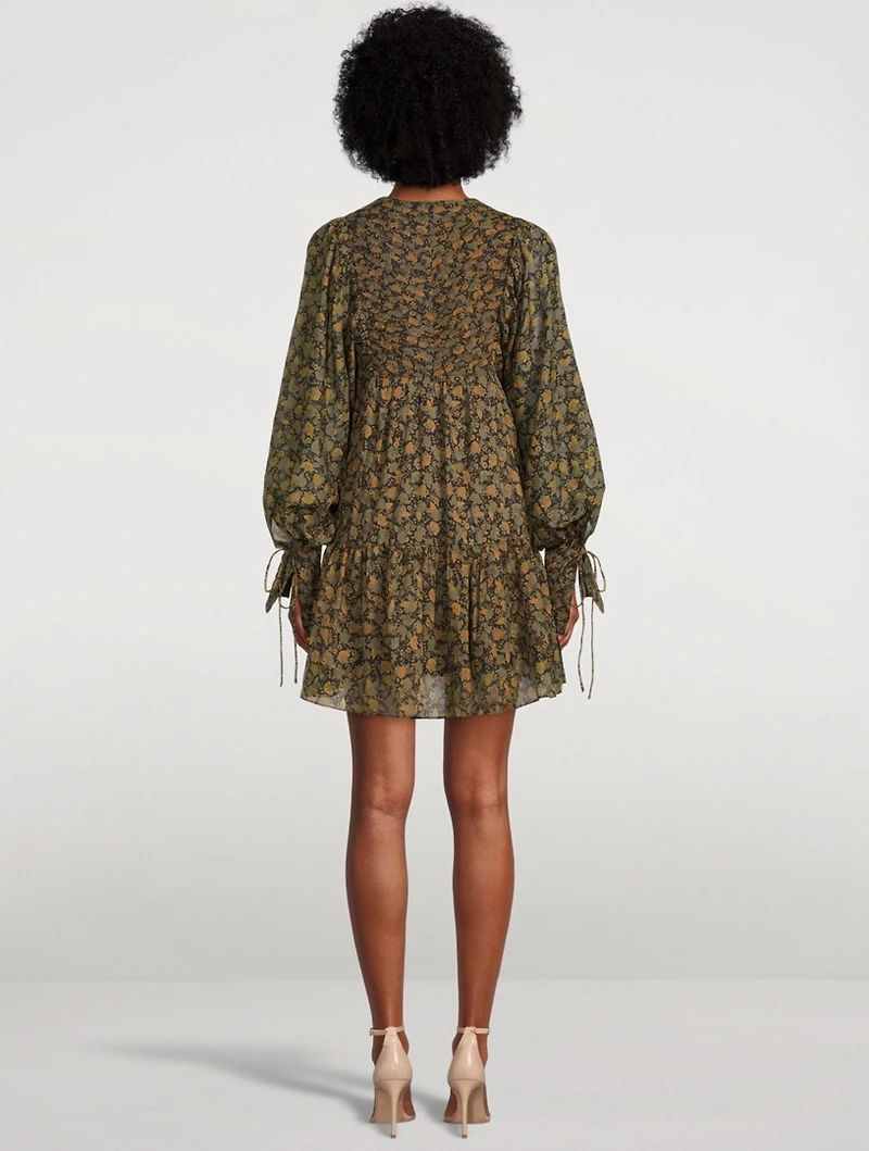 Francine Printed Balloon-Sleeve Mini Dress