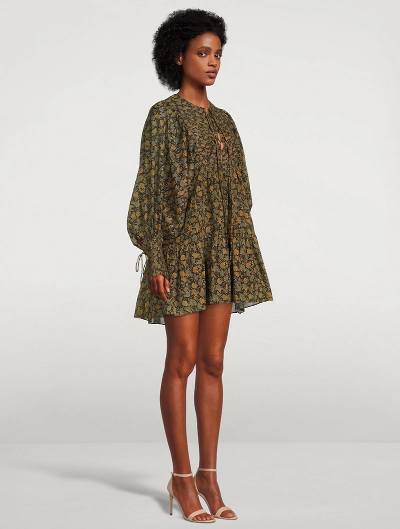 Francine Printed Balloon-Sleeve Mini Dress