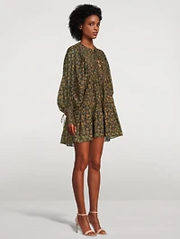 Francine Printed Balloon-Sleeve Mini Dress