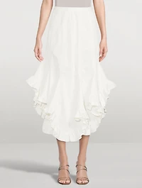 Adelle Drill Godet Midi Skirt