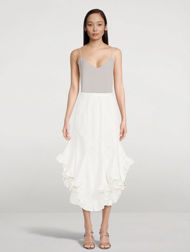 Adelle Drill Godet Midi Skirt