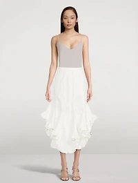 Adelle Drill Godet Midi Skirt