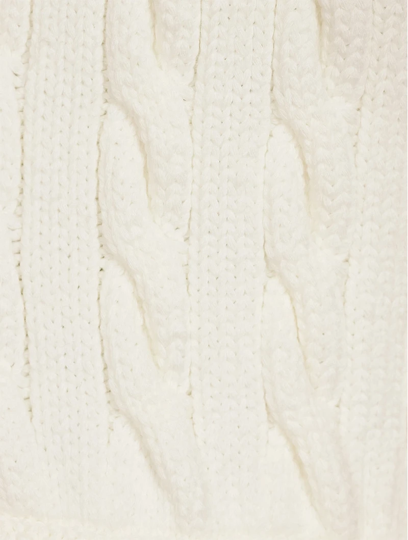Cotton Oxford And Wool Cable Knit Layered Top