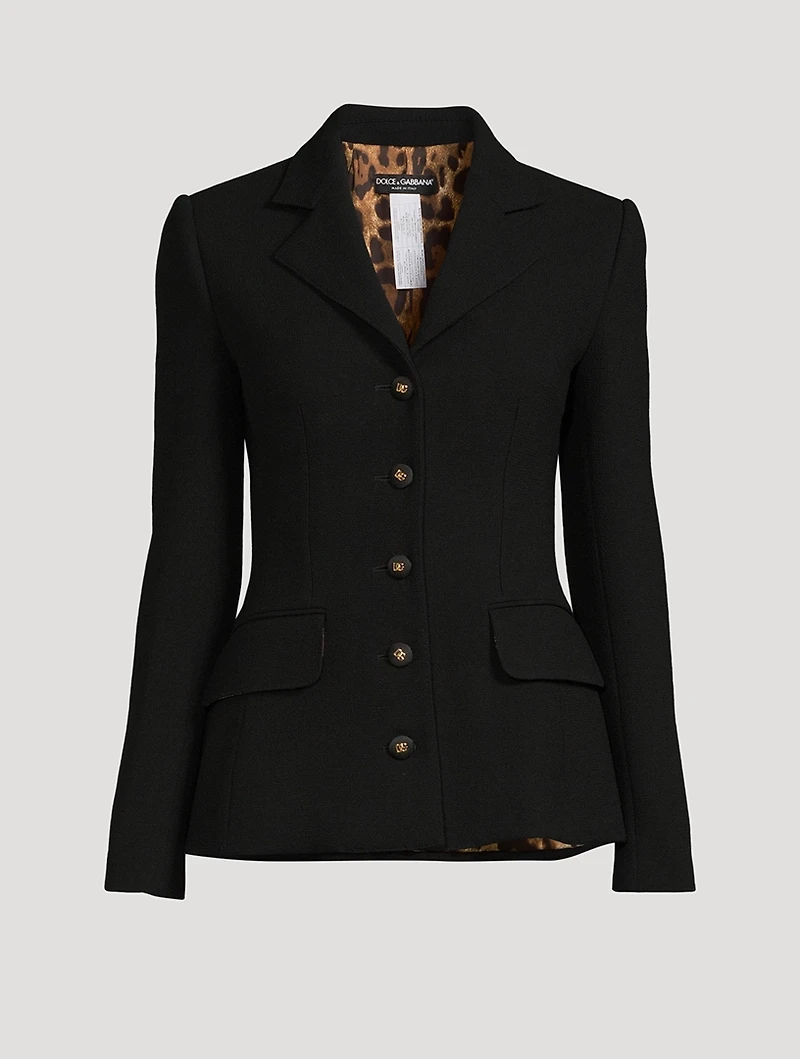 Dolce Wool Crepe Blazer With Logo Buttons