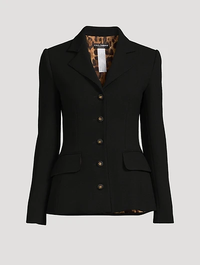 Dolce Wool Crepe Blazer With Logo Buttons