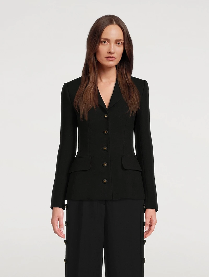 Dolce Wool Crepe Blazer With Logo Buttons
