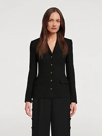 Dolce Wool Crepe Blazer With Logo Buttons