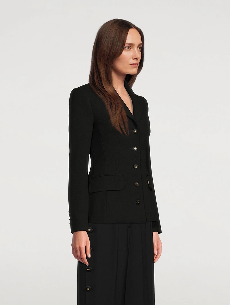 Dolce Wool Crepe Blazer With Logo Buttons