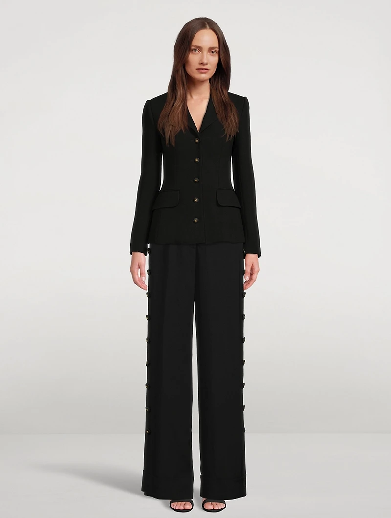 Dolce Wool Crepe Blazer With Logo Buttons