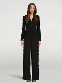 Dolce Wool Crepe Blazer With Logo Buttons