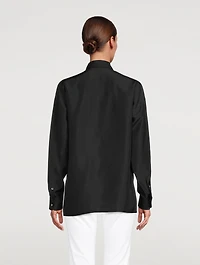Habotai Silk Shirt With Crystal Logos