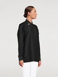 Habotai Silk Shirt With Crystal Logos
