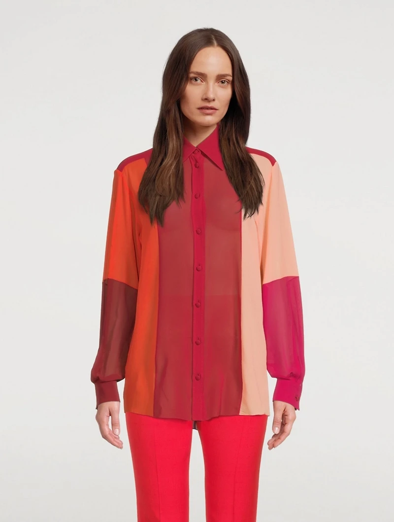 Silk Georgette Patchwork Shirt