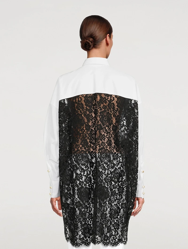 Poplin Shirt With Lace Back