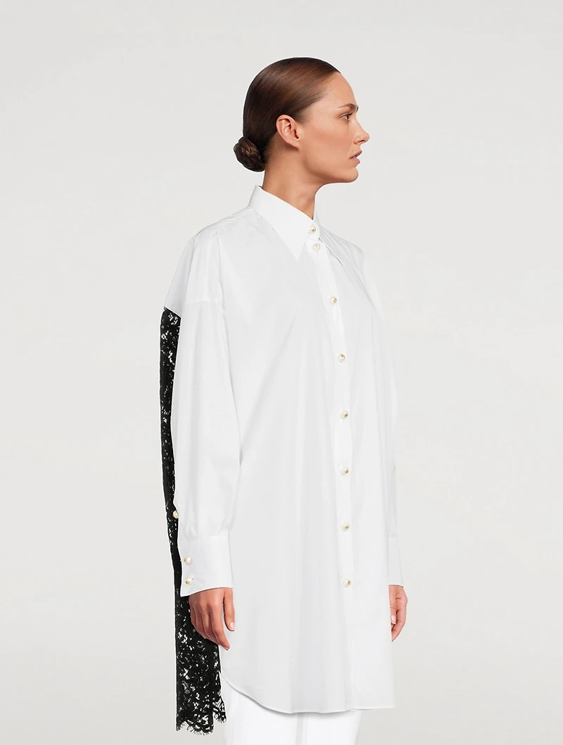 Poplin Shirt With Lace Back