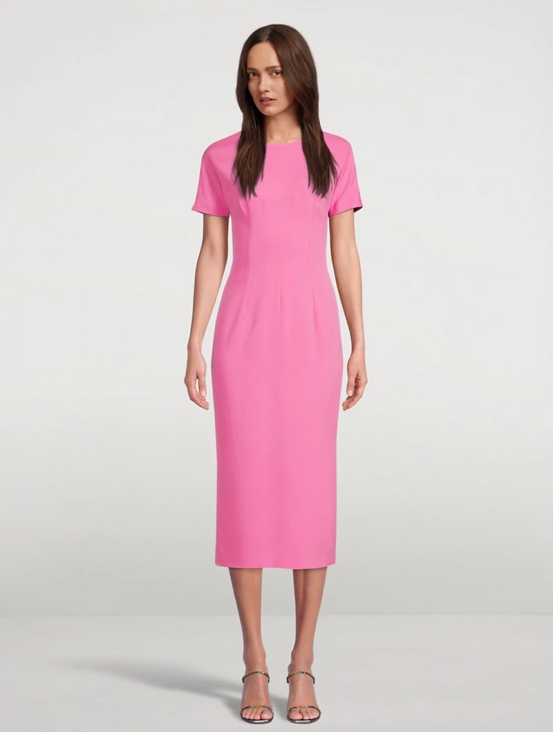 Cap-Sleeve Fitted Midi Dress