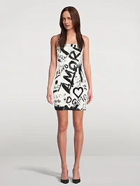 Charmeuse Mini Dress Graffiti Print