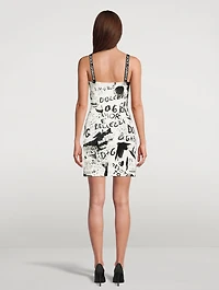 Charmeuse Mini Dress Graffiti Print