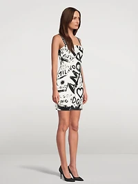 Charmeuse Mini Dress Graffiti Print