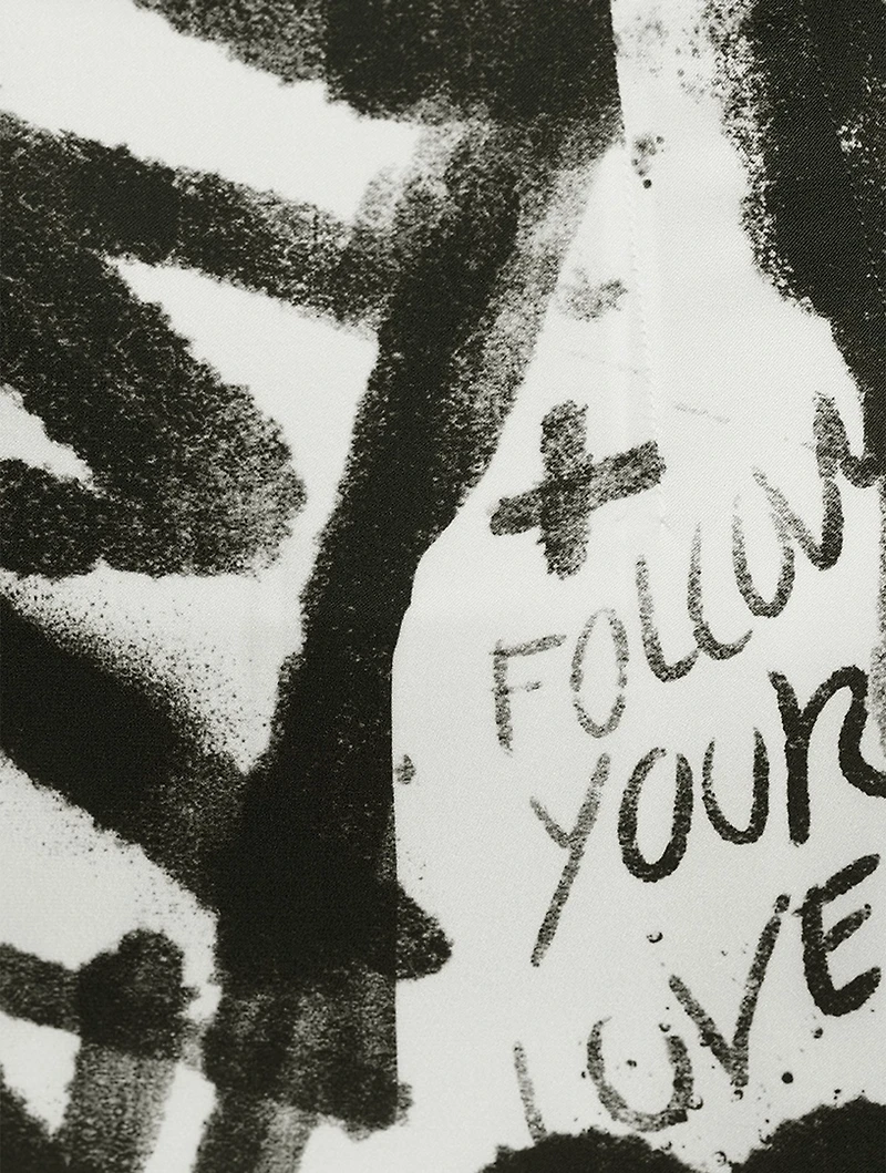 Charmeuse Mini Dress Graffiti Print