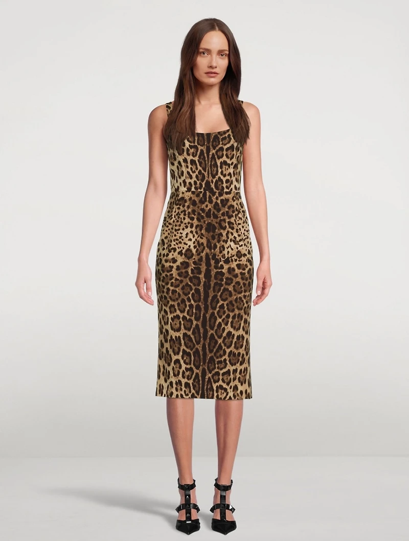 Charmeuse Midi Dress Leopard Print