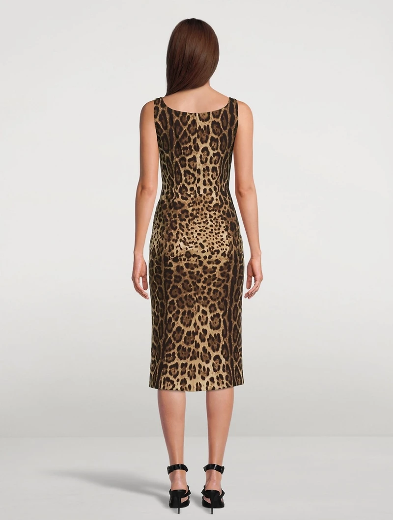Charmeuse Midi Dress Leopard Print