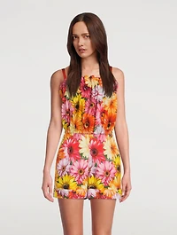 Poplin Crop Top Gerbera Daisy Print