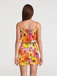 Poplin Crop Top Gerbera Daisy Print