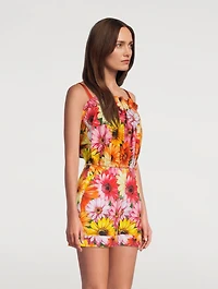 Poplin Crop Top Gerbera Daisy Print