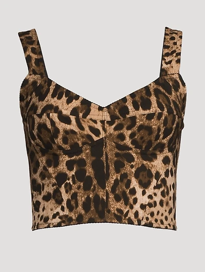 Charmeuse Bustier Top Leopard Print