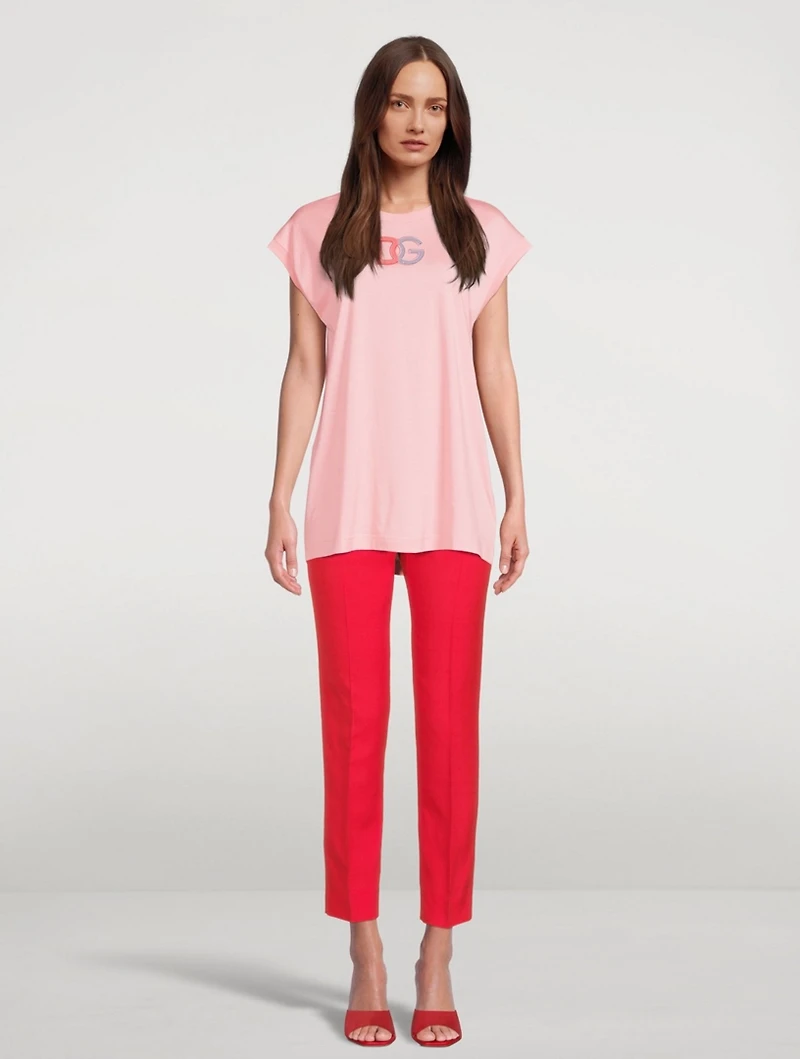 Jersey T-Shirt With Patent Leather Patch