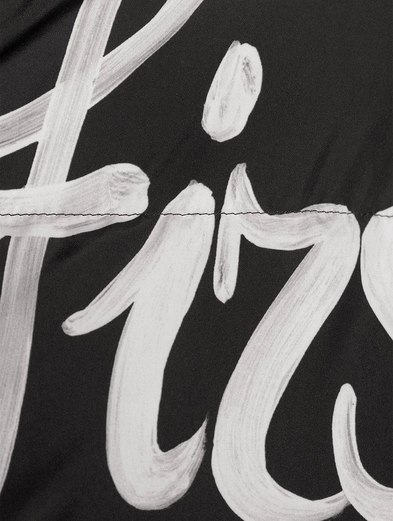 Cropped Puffer Jacket Graffiti Print