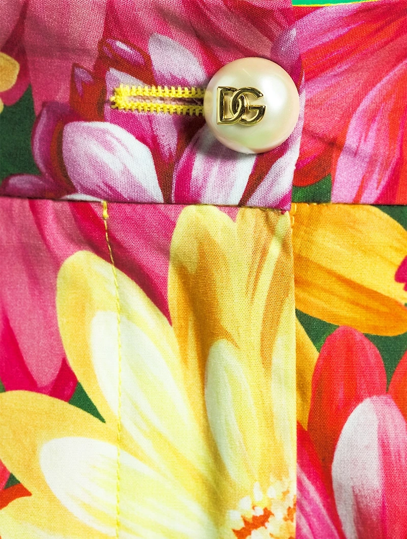 Poplin Shorts Gerbera-Daisy Print
