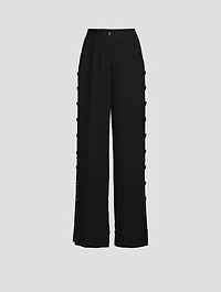 Wide-Leg Trousers With Logo Buttons