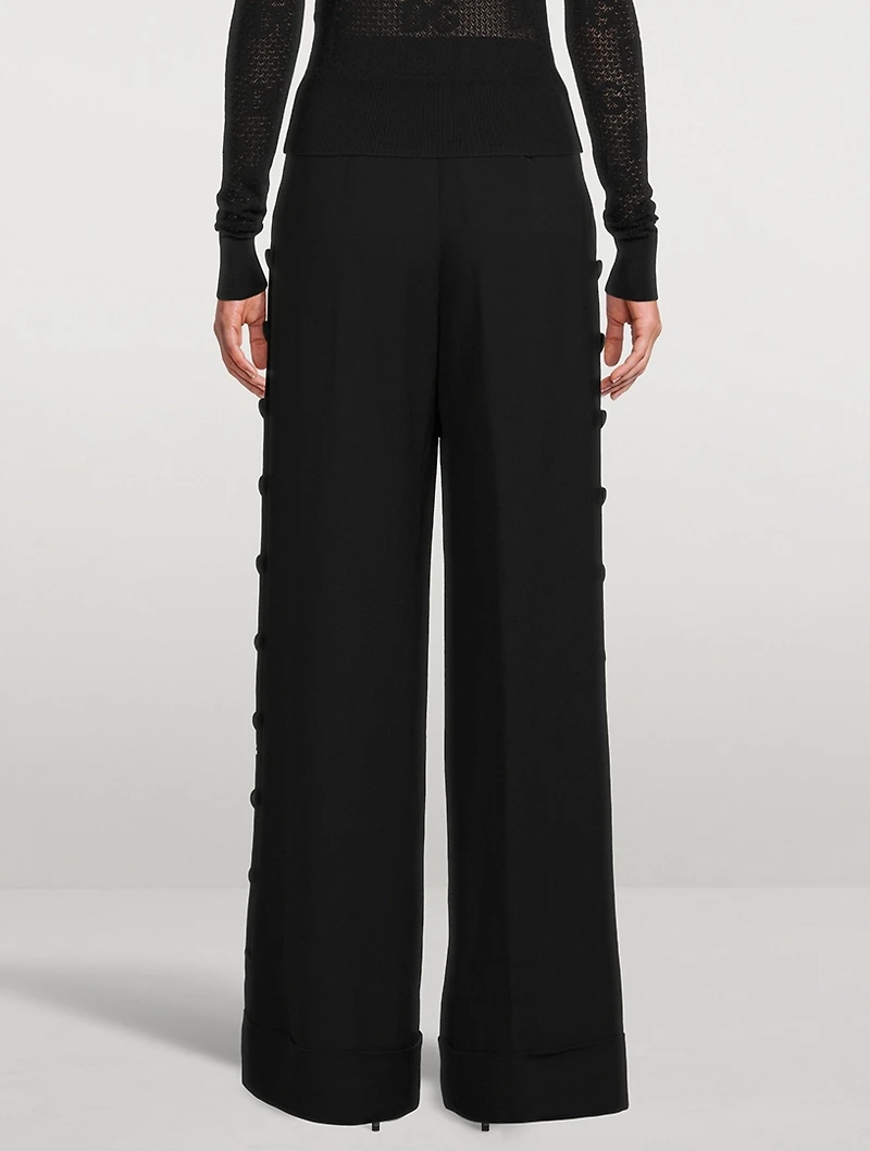 Wide-Leg Trousers With Logo Buttons