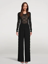 Wide-Leg Trousers With Logo Buttons