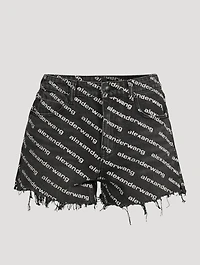 Bite High-Waisted Denim Shorts Logo Print