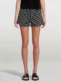 Bite High-Waisted Denim Shorts Logo Print