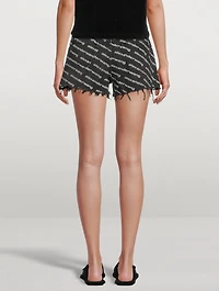 Bite High-Waisted Denim Shorts Logo Print