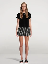 Bite High-Waisted Denim Shorts Logo Print